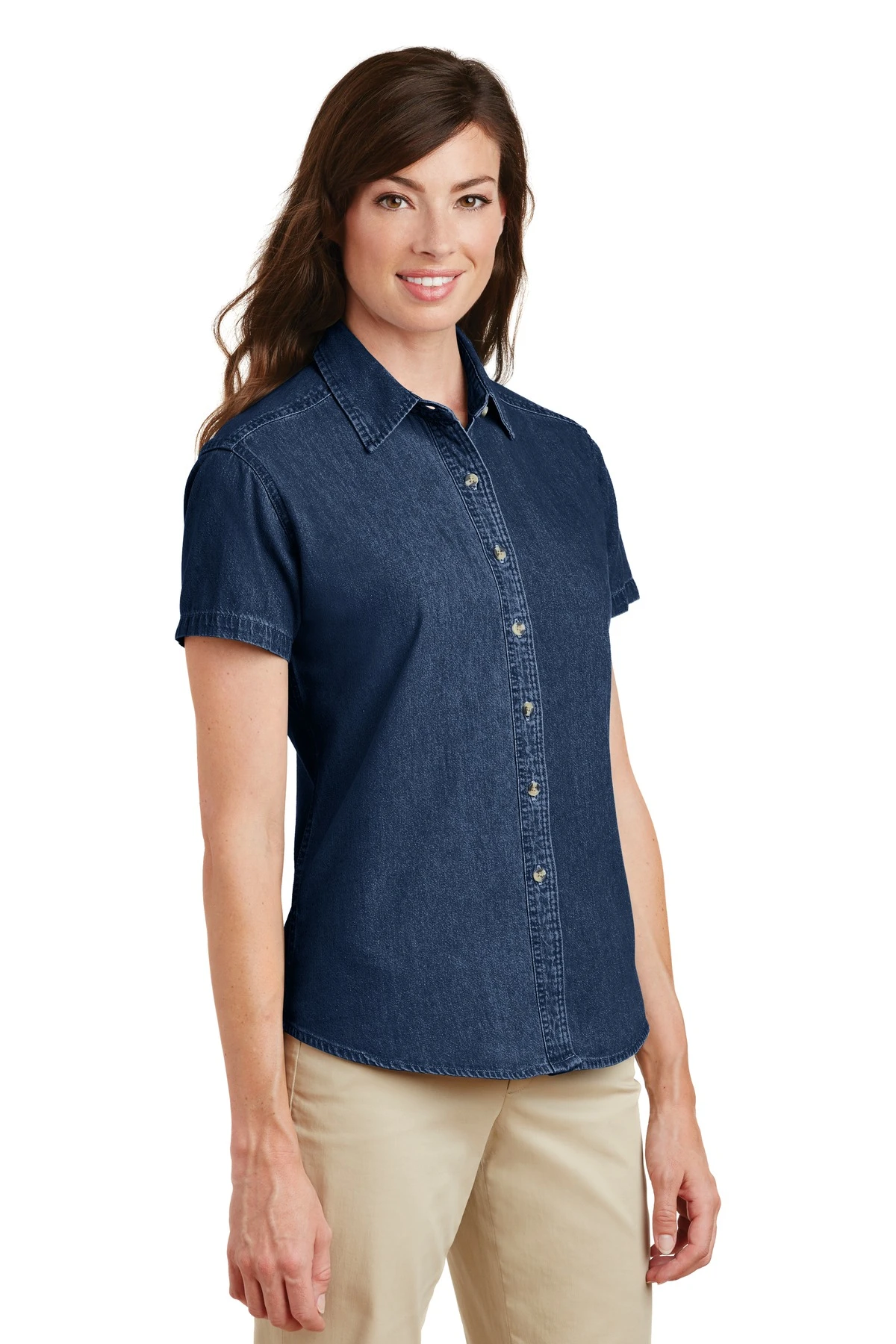 Ladies Short Sleeve Value Denim Shirt 5 Ladies Short Sleeve Value Denim Shirt - Image 3