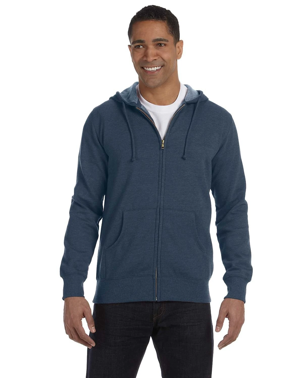 Men's 7 Oz. Organic/Recycled Heathered Full-Zip Hood 8 Men's 7 Oz. Organic/Recycled Heathered Full-Zip Hood - Image 6
