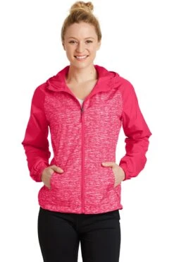 Ladies Heather Colorblock Raglan Hooded Wind Jacket -Jiffyshirts Sales Store a64f52face8b95