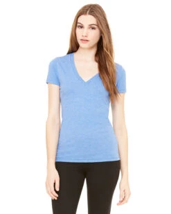 Ladies' Triblend Short-Sleeve Deep V-Neck T-Shirt -Jiffyshirts Sales Store a6c8f782a5f442