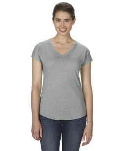 Anvil Ladies' Triblend V-Neck T-Shirt -Jiffyshirts Sales Store a8deb4b9f3017f