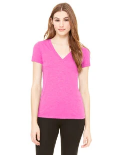 Ladies' Triblend Short-Sleeve Deep V-Neck T-Shirt -Jiffyshirts Sales Store aa26a40c4dbdd1