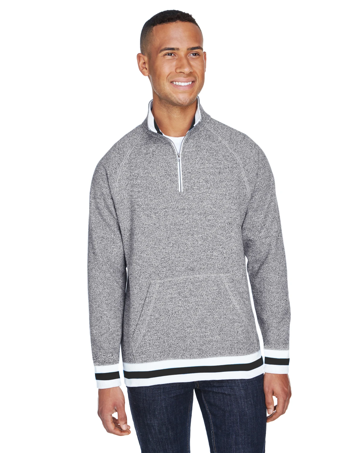 Adult Unisex Peppered Fleece Quarter-Zip 10 Adult Unisex Peppered Fleece Quarter-Zip - Image 8