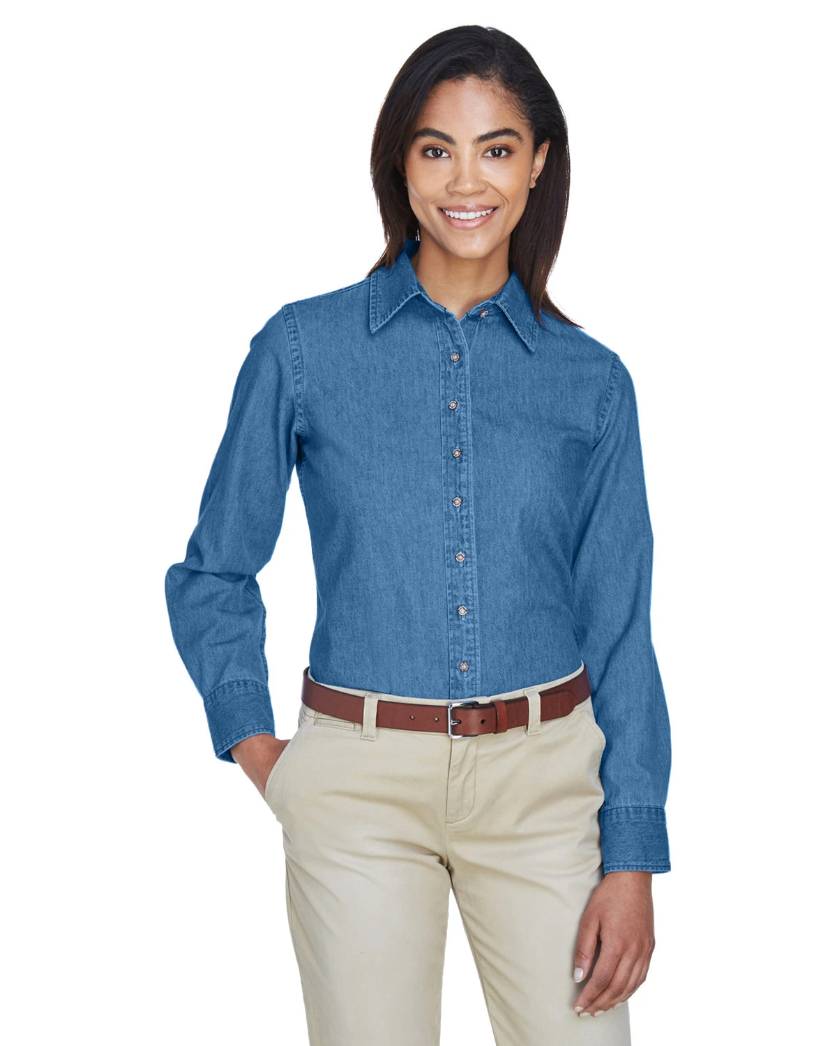 Ladies' 6.5 Oz. Long-Sleeve Denim Shirt 3 Ladies' 6.5 Oz. Long-Sleeve Denim Shirt