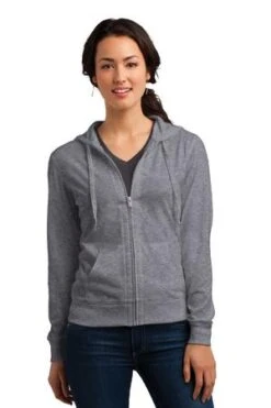 District Ladies' Fitted Jersey Full-Zip Hoodie