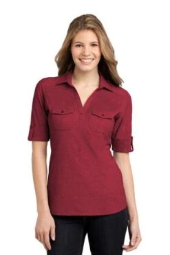 Ladies Oxford Pique Double Pocket Polo -Jiffyshirts Sales Store b377ed40124e10