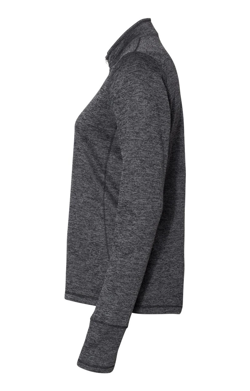 ADIDAS Ladies' 3-Stripes Heather Quarter-Zip 5 ADIDAS Ladies' 3-Stripes Heather Quarter-Zip - Image 3