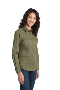 Ladies Stain-Release Roll Sleeve Twill Shirt -Jiffyshirts Sales Store b91843c60044d4