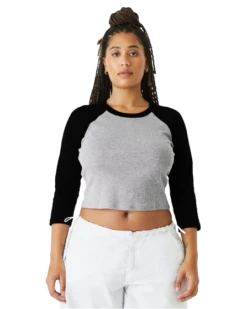 Ladies' Micro Ribbed 3/4 Raglan Baby Tee