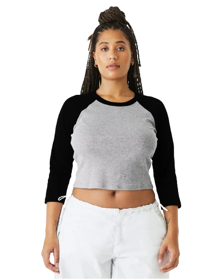 Ladies' Micro Ribbed 3/4 Raglan Baby Tee 3 Ladies' Micro Ribbed 3/4 Raglan Baby Tee