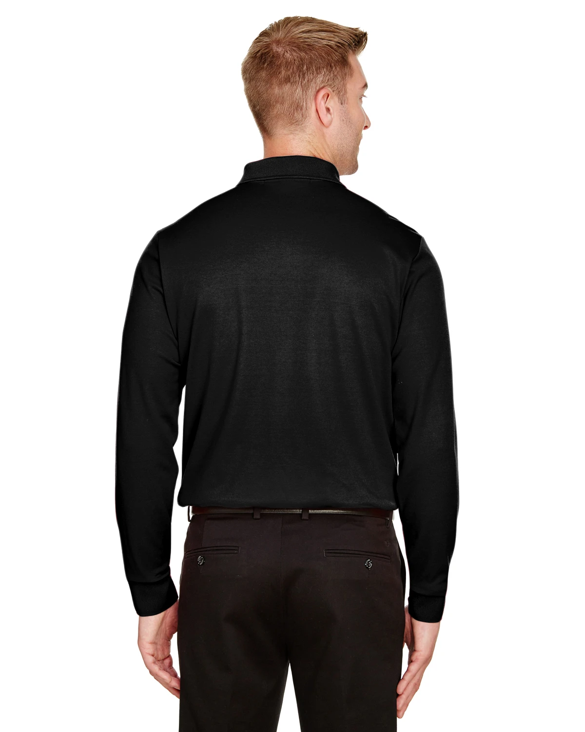 CrownLux Performance™ Men's Plaited Long Sleeve Polo 5 CrownLux Performance™ Men's Plaited Long Sleeve Polo - Image 3