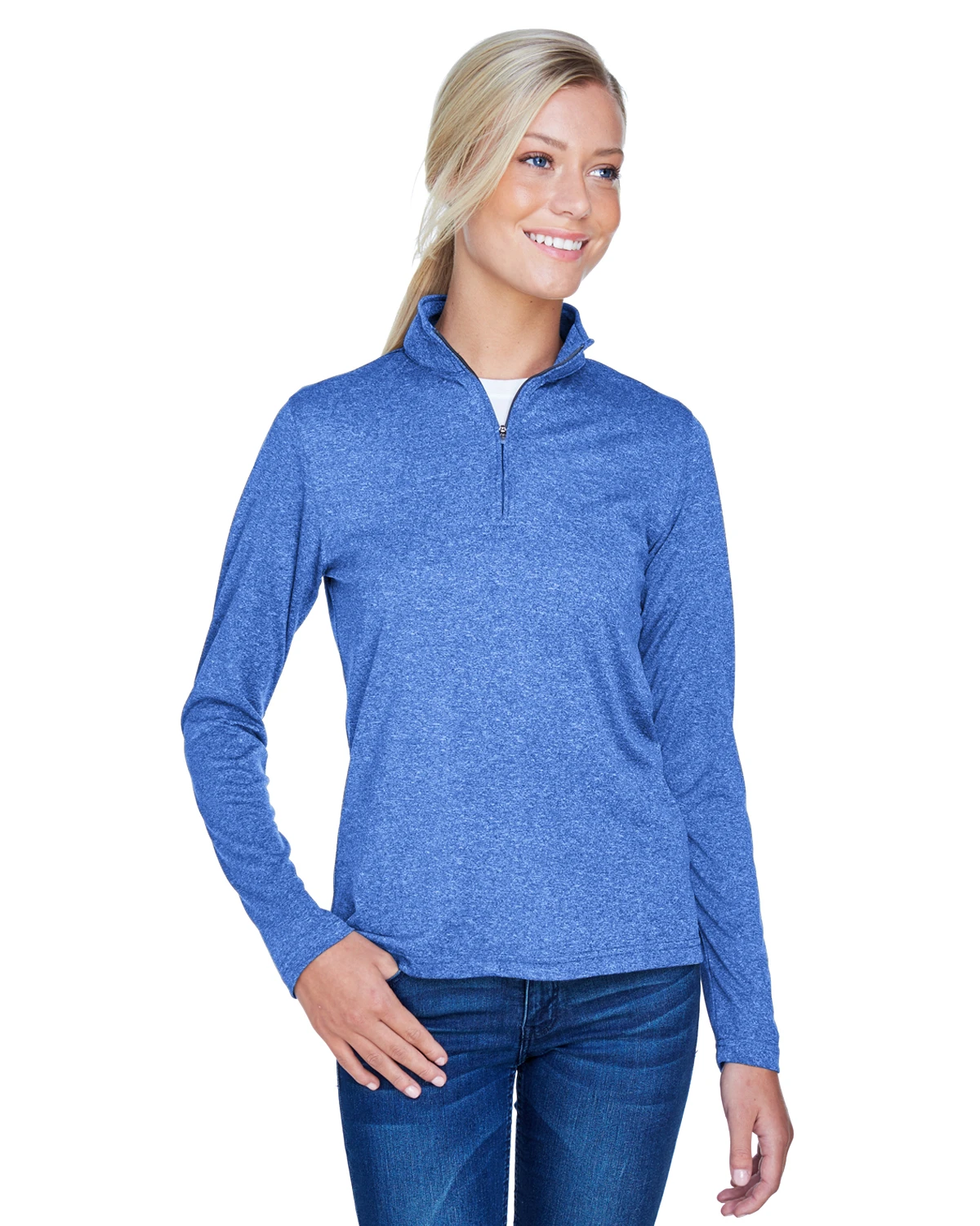 Ladies' Cool & Dry Heathered Performance Quarter-Zip 3 Ladies' Cool & Dry Heathered Performance Quarter-Zip