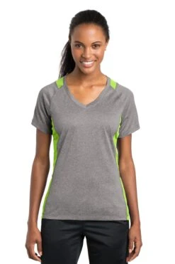 Ladies Heather Colorblock Contender V-Neck Tee 26 Ladies Heather Colorblock Contender V-Neck Tee -Jiffyshirts Sales Store bb240f713cd8f6