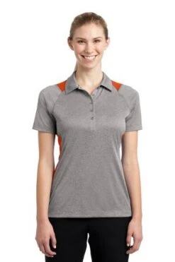 Ladies Heather Colorblock Contender Polo -Jiffyshirts Sales Store c0ca07da38939d