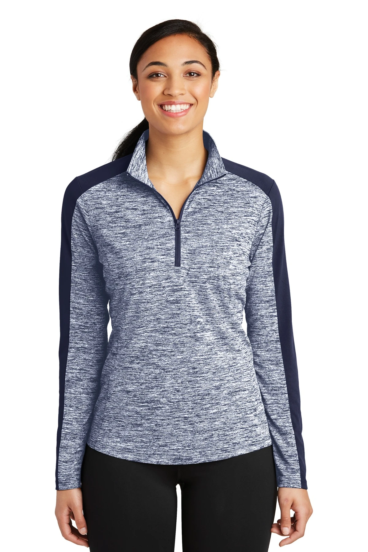 Ladies PosiCharge Electric Heather Colorblock 1/4-Zip Pullover 10 Ladies PosiCharge Electric Heather Colorblock 1/4-Zip Pullover - Image 8