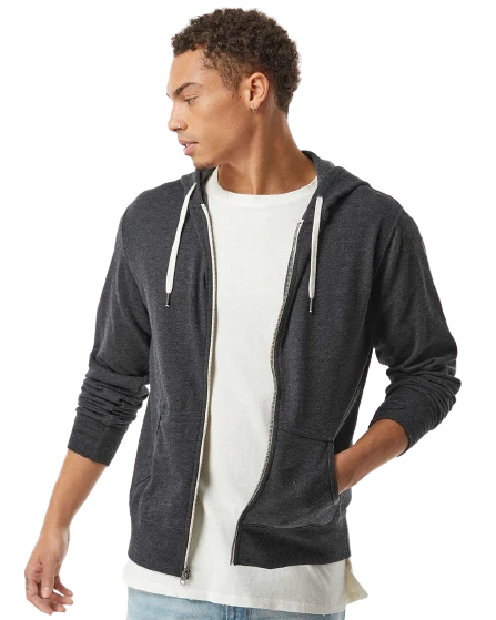 Unisex Heathered French Terry Full-Zip Hooded Sweatshirt 8 Unisex Heathered French Terry Full-Zip Hooded Sweatshirt - Image 6