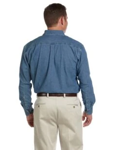 Men's Tall 6.5 Oz. Long-Sleeve Denim Shirt -Jiffyshirts Sales Store ca01b9b8aad3dc