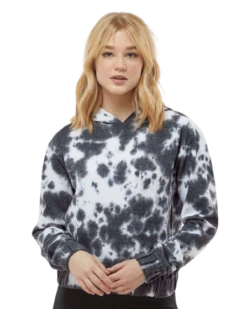 Women's Sueded Fleece Tie-Dyed Crop Hooded Sweatshirt