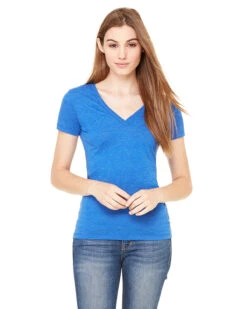 Ladies' Triblend Short-Sleeve Deep V-Neck T-Shirt -Jiffyshirts Sales Store cc415cb5d62176