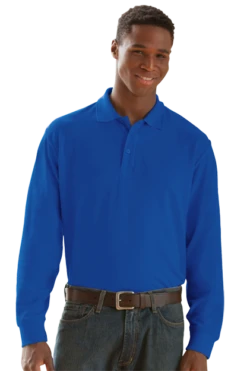 Unisex Long Sleeve Soft-Blend Double-Tuck Pique Polo -Jiffyshirts Sales Store cc47996c9fa53b