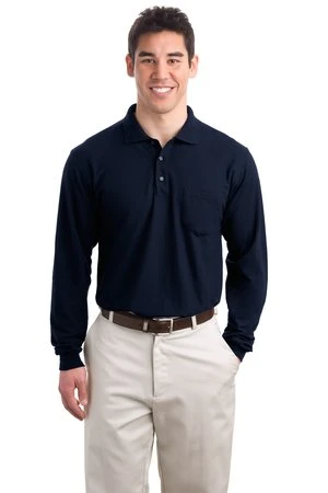 Long Sleeve Silk Touch Polo With Pocket 3 Long Sleeve Silk Touch Polo With Pocket