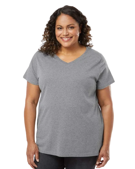 Ladies' Curvy V-Neck Fine Jersey T-Shirt 11 Ladies' Curvy V-Neck Fine Jersey T-Shirt - Image 9