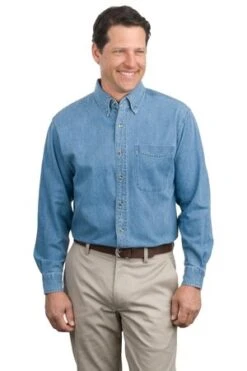 Adult Unisex Long Sleeve Denim Shirt