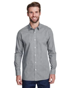 Men's Microcheck Gingham Long-Sleeve Cotton Shirt