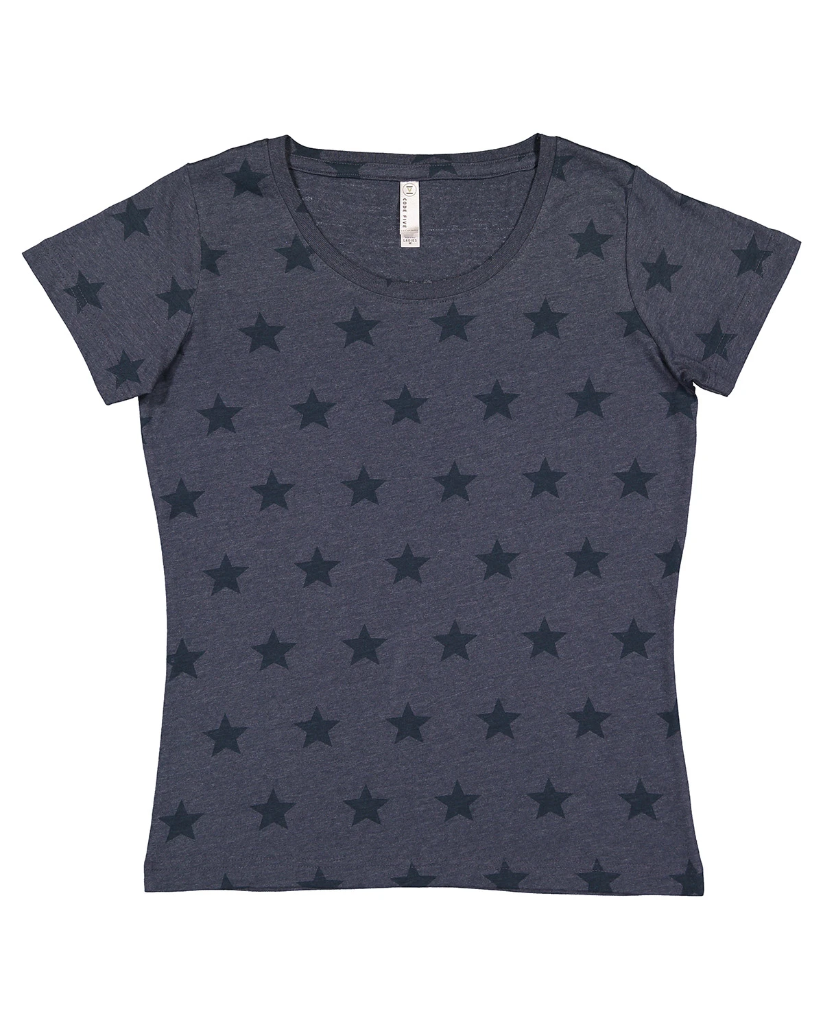 Women's Star Print Scoop Neck T-Shirt 10 Women's Star Print Scoop Neck T-Shirt - Image 8