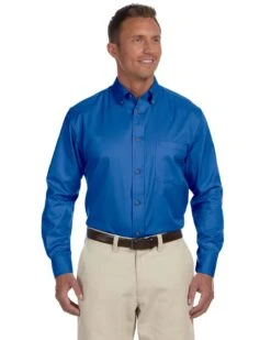 Men's Tall Easy Blend™ Long-Sleeve Twill Shirt With Stain-Release -Jiffyshirts Sales Store d4301fa47914ff