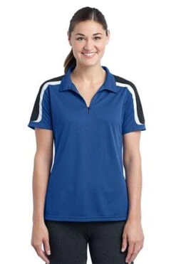 Ladies Tricolor Shoulder Micropique Sport-Wick Polo -Jiffyshirts Sales Store d4ce234e843ae7