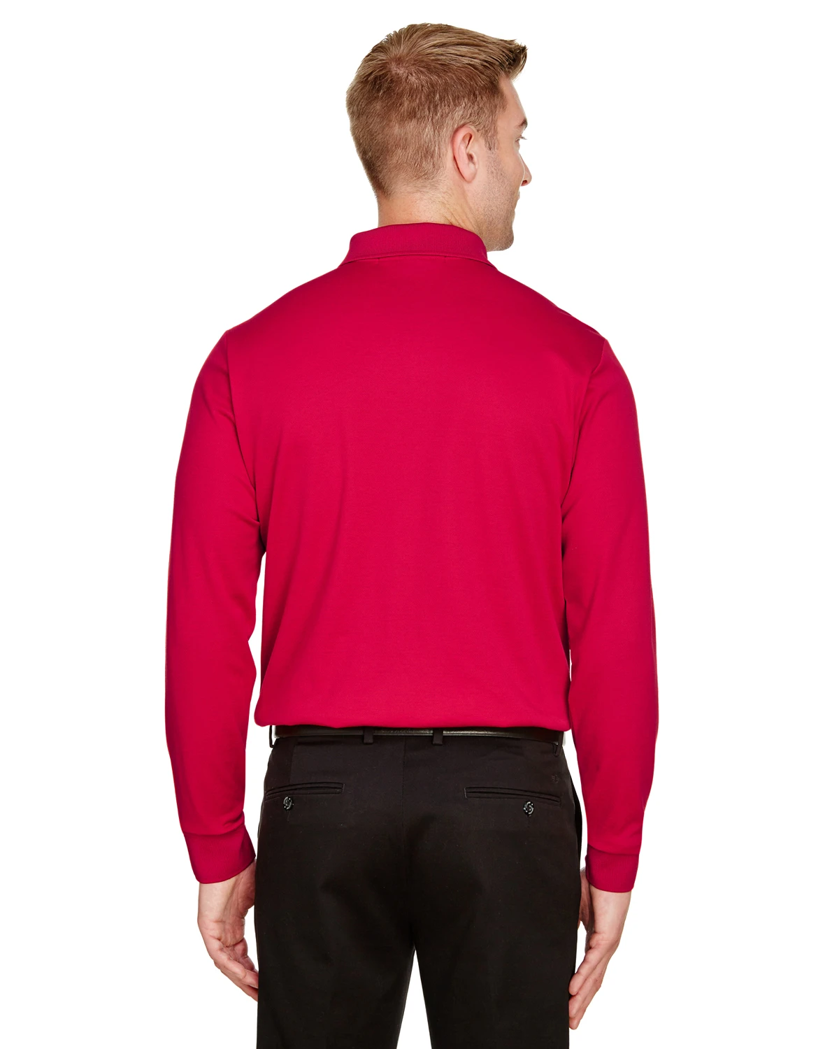 CrownLux Performance™ Men's Tall Plaited Long Sleeve Polo 5 CrownLux Performance™ Men's Tall Plaited Long Sleeve Polo - Image 3