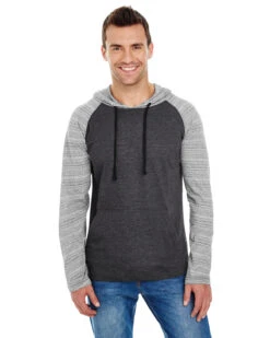 Adult Unisex Raglan Sleeve Striped Jersey Hooded T-Shirt