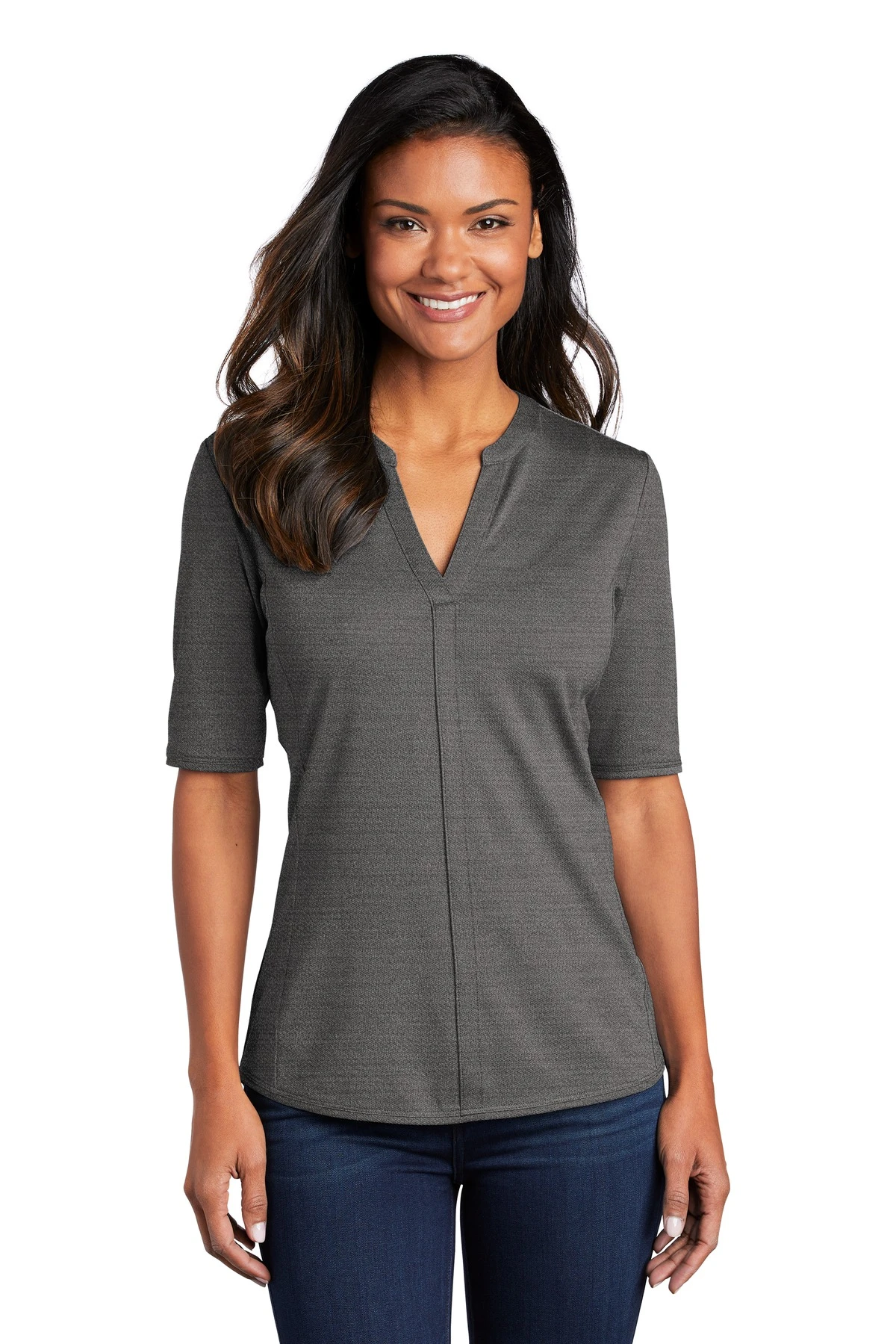 Ladies Stretch Heather Open Neck Top 7 Ladies Stretch Heather Open Neck Top - Image 5