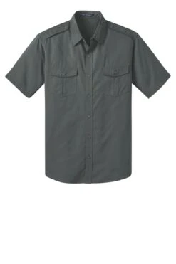 Stain-Release Short Sleeve Twill Shirt -Jiffyshirts Sales Store ded6848fd29fdb
