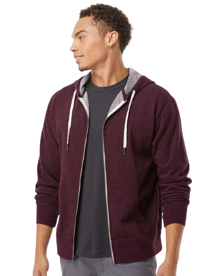 Unisex Heathered French Terry Full-Zip Hooded Sweatshirt 10 Unisex Heathered French Terry Full-Zip Hooded Sweatshirt - Image 8