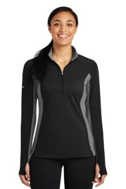 Jiffyshirts Sales Store 46 Ladies Sport-Wick Stretch Contrast 1/2-Zip Pullover