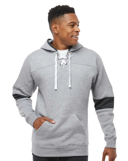 Adult Unisex Sport Lace Colorblocked Fleece Hooded Sweatshirt 6 Adult Unisex Sport Lace Colorblocked Fleece Hooded Sweatshirt - Image 4