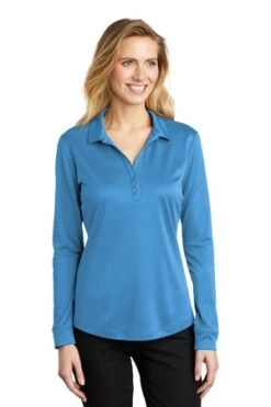 Ladies Silk Touch Performance Long Sleeve Polo -Jiffyshirts Sales Store ebb7e99ae108f9