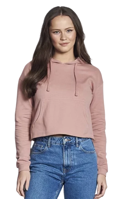 Ladies' Girlie Cropped Hooded Fleece With Pocket 7 Ladies' Girlie Cropped Hooded Fleece With Pocket - Image 5