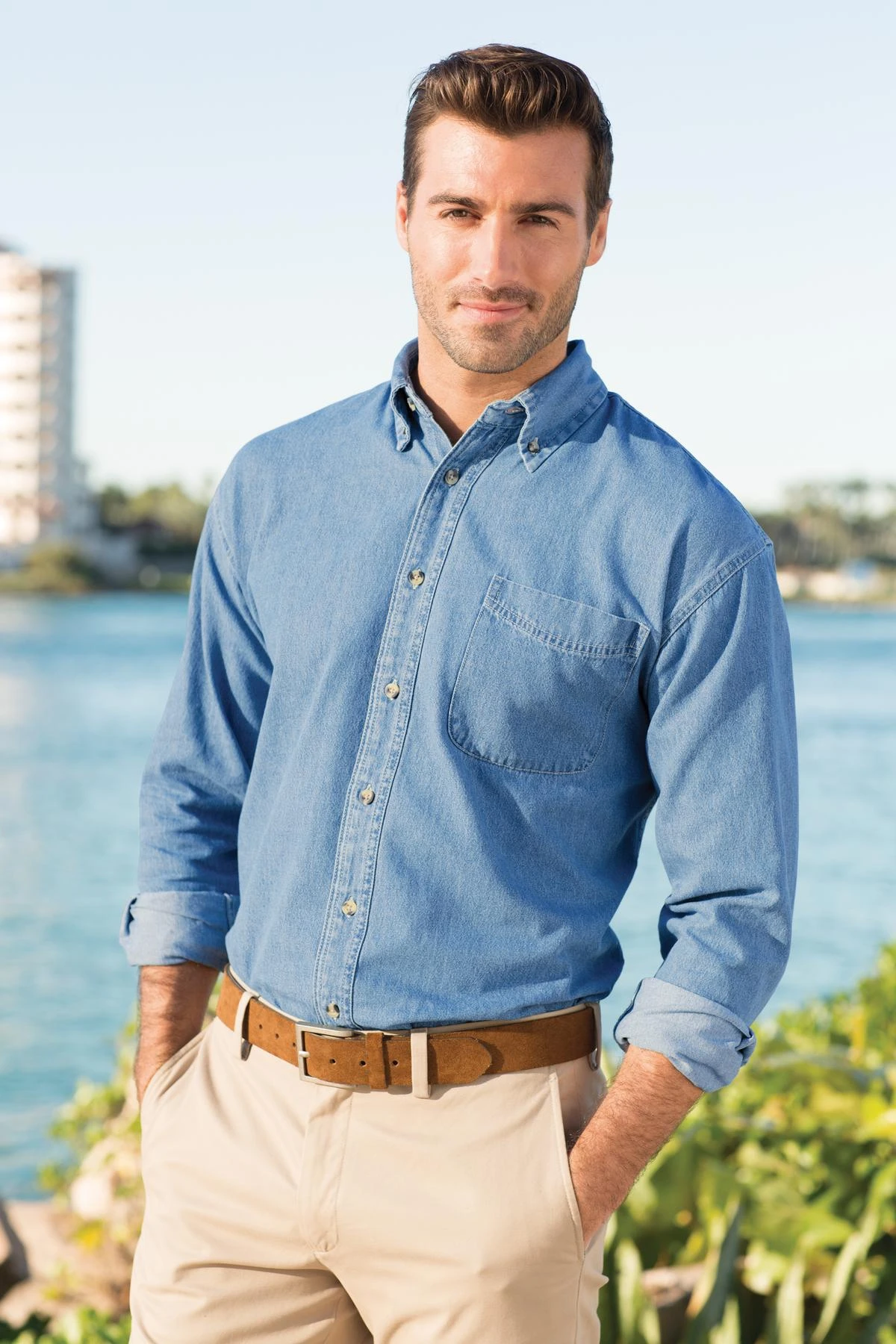 Tall Long Sleeve Denim Shirt 4 Tall Long Sleeve Denim Shirt - Image 2
