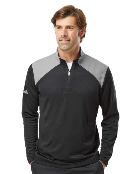 ADIDAS Unisex Textured Mixed Media Quarter-Zip Pullover 8 ADIDAS Unisex Textured Mixed Media Quarter-Zip Pullover - Image 6