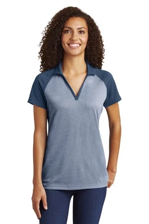 Ladies PosiCharge RacerMesh Raglan Heather Block Polo 3 Ladies PosiCharge RacerMesh Raglan Heather Block Polo