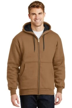 Heavyweight Full-Zip Hooded Sweatshirt With Thermal Lining -Jiffyshirts Sales Store f8af5362ac4b71