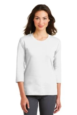 Ladies Modern Stretch Cotton 3/4-Sleeve Scoop Neck Shirt -Jiffyshirts Sales Store fc7e362cf4b526