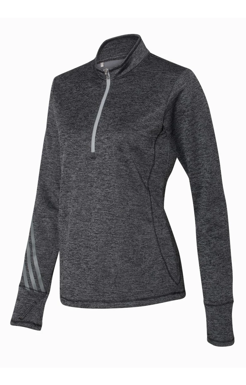 ADIDAS Ladies' 3-Stripes Heather Quarter-Zip 4 ADIDAS Ladies' 3-Stripes Heather Quarter-Zip - Image 2